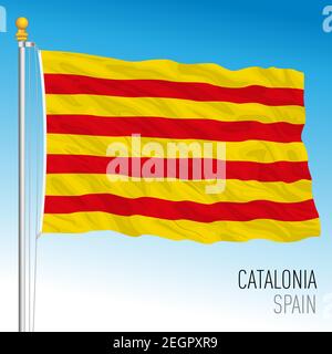 Catalonia regional flag, autonomous community of Spain, European Union Stock Vector