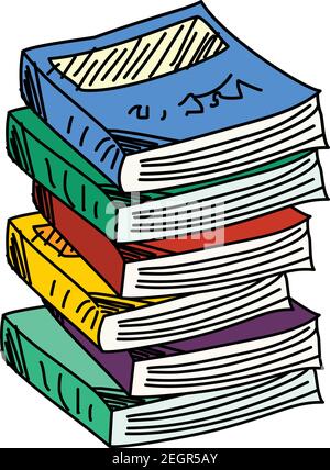 Books Randomly Piled up stock illustration isolated in white background Stock Vector