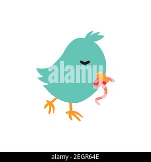 A sweet Easter chicken sits in anticipation of Easter. Vector illustration isolated on white background. Stock Vector