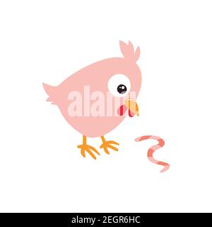 A sweet Easter chicken sits in anticipation of Easter. Vector illustration isolated on white background. Stock Vector