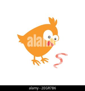 A sweet Easter chicken sits in anticipation of Easter. Vector illustration isolated on white background. Stock Vector