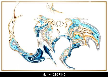 White vector cover with liquid gold texture. Abstract background design with hand-painted design. Stock Vector