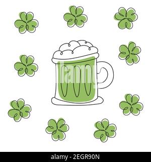 Happy St Patricks day. Beer. For Restaurant Menu Card Design. Menu Template on Patricks Day. Vector illustration Stock Vector