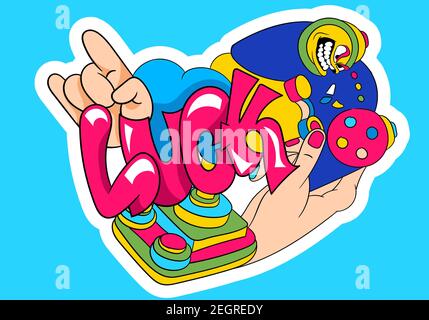 Graffiti gamepad illustration. Cartoon joystick Stock Vector