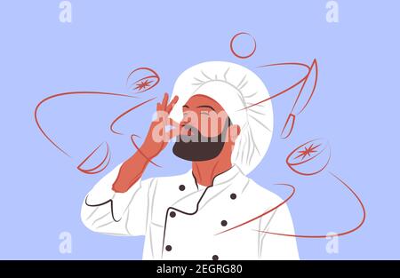 Vector chef in shadow of sharp lines style Stock Vector