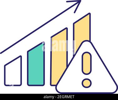 Ascending graph RGB color icon Stock Vector