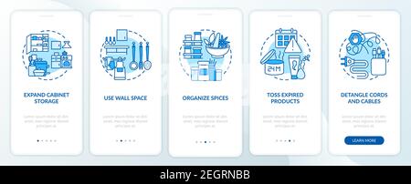 Decluttering tips onboarding mobile app page screen with concepts Stock Vector
