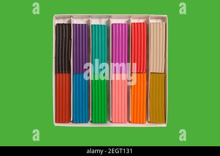 set of colorful plasticine sticks in a packing Stock Photo