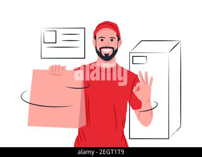 Vector delivery in shadow of sharp lines style Stock Vector