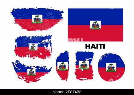 Grunge style brush painted Haiti flag illustration Stock Vector