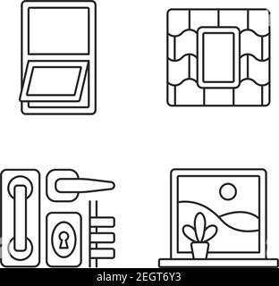 Windows replacement service linear icons set Stock Vector
