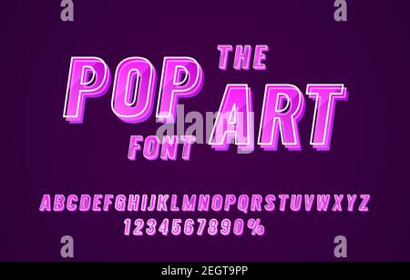 Pop art font set collection, letters and numbers symbol. Vector illustration Stock Vector