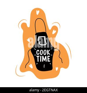 cook time lettering in aprom silhouette style icon vector illustration design Stock Vector