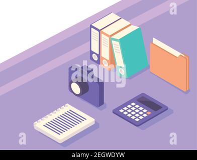 work place equipment set icons vector illustration design Stock Vector