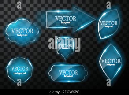 Glass vector button plane. Easy editable background Stock Vector
