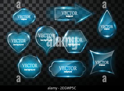 Glass vector button plane. Easy editable background Stock Vector