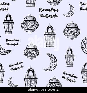Seamless pattern of Ramadan Kareem lanterns. Happy Ramadan nd celebration. Stock Vector