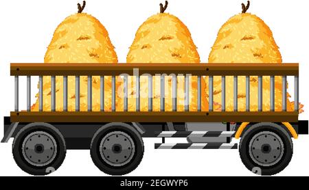 Hay on a cart isolated on white background illustration Stock Vector