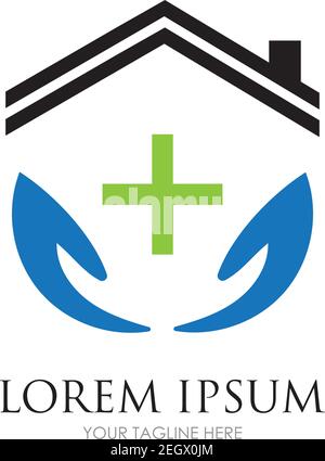 home care logo design vector icon symbol House Care logo Template, Medical House Logo Stock Vector