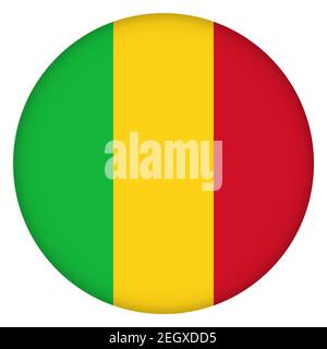 Flag of Mali round icon, badge or button. National symbol. Template design, vector illustration. Stock Vector