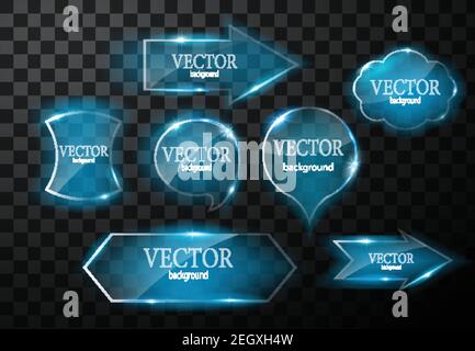 Glass vector button plane. Easy editable background Stock Vector