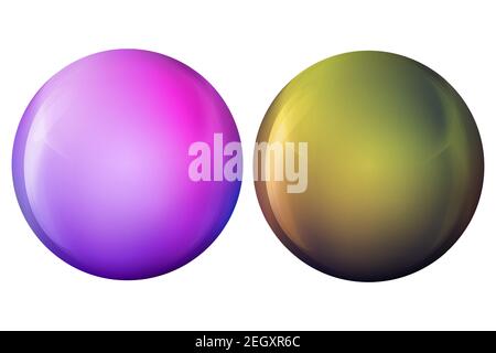 Set of glass colorful balls or precious pearl. Glossy realistic ball, 3D abstract vector illustration highlighted on a white background. Big metal Stock Vector