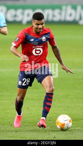 Reinildo Mandava Of Lille During The Uefa Europa League Round Of 32 1st Leg Football Match Between Lille Osc Losc And Afc Ajax Amsterdam On February 18 2021 At Stade Pierre Mauroy