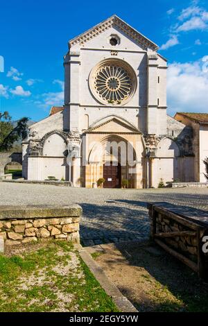 Exterior of the Abbey of Fossanova, Latina, Lazio, Italy. Monastery gothic  cistercian. Stock Photo