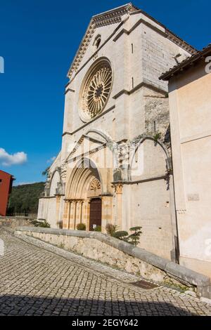 Exterior of the Abbey of Fossanova, Latina, Lazio, Italy. Monastery gothic  cistercian. Stock Photo