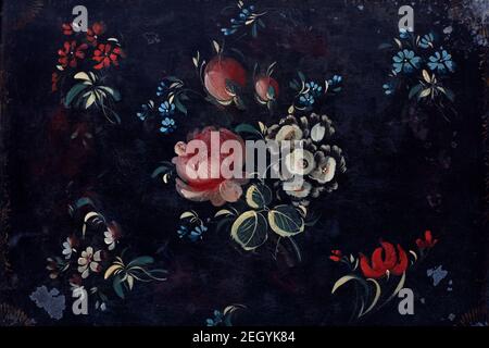 Flower bunch painted on old, black background Stock Photo