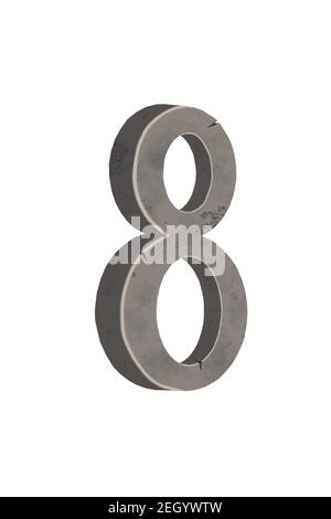 Volume metal figure Eight isolated on a white background. Bitmap illustration Stock Photo