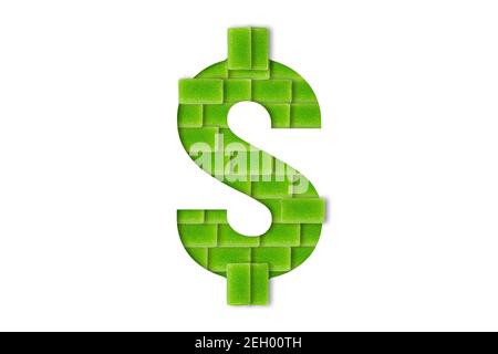 Candy or sweets alphabet isolated on white background. Latin Food alphabet. Letter S made from green candies or dollar sign or peso sign . Stock Photo