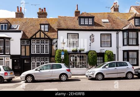 Rye, UK - Jun 3, 2013: Picturesque old houses at the Market Street Stock Photo