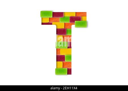 T Candy Candy or sweets alphabet isolated on white background. Latin Food ...