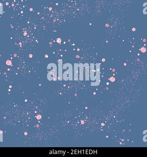 Pink watercolor drops on grayish blue background. Dirty wall. Monochrome backdrop for any design. Stock Photo