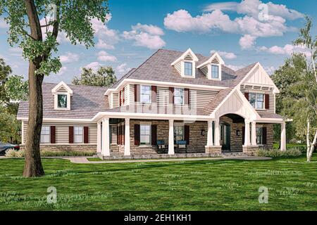 3d beautiful house exterior render Stock Photo