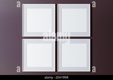 3d blank white frames  on wall Stock Photo