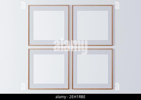 3d blank white frames  on wall Stock Photo