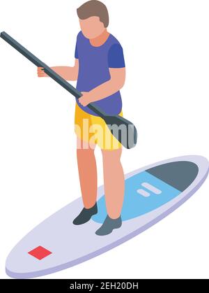 Sup surfing icon. Isometric of sup surfing vector icon for web design isolated on white background Stock Vector