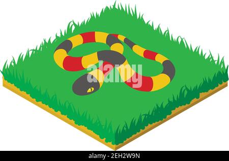 Coral snake icon. Isometric illustration of coral snake vector icon for web Stock Vector