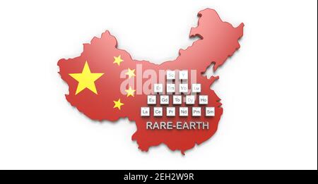 3D rendering rare earth elements from China - 3D rendering Stock Photo