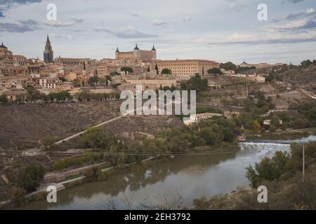 Photo of the panorama view of the medieval city of Toledo in Spain Stock Photo