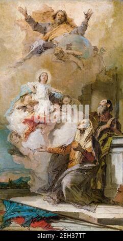 The Immaculate Conception (Saint Joachim and Saint Anne receiving the Virgin Mary from God the Father), painting by Giovanni Battista Tiepolo, 1757-1759 Stock Photo