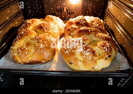 Typical traditional Austria: Two Allerheiligenstriezel in the closed cooker Stock Photo