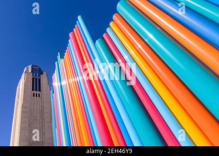 The Fanfare for the Common Man leads to the towner of the Smith Center for Performing Arts in Las Vegas Stock Photo