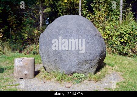 Austria, circular boulder in Geschriebenstein nature park Stock Photo