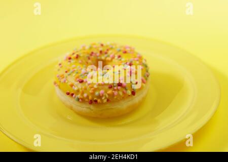 flat lay desk with keyboard block notes and tea Stock Photo