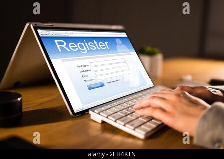 Free Online Registration And Application Form On Web Site Stock Photo