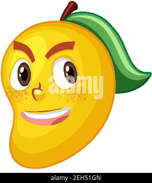 Mango cartoon character with facial expression illustration Stock Vector