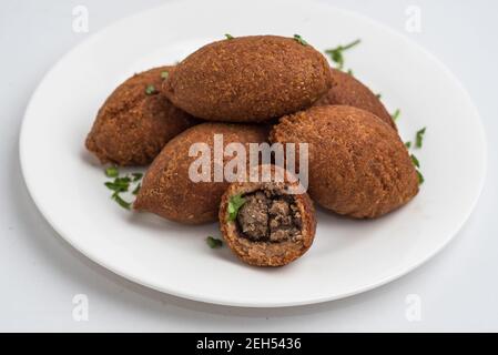 Kubbeh also known as kubbe or kibbeh Stock Photo
